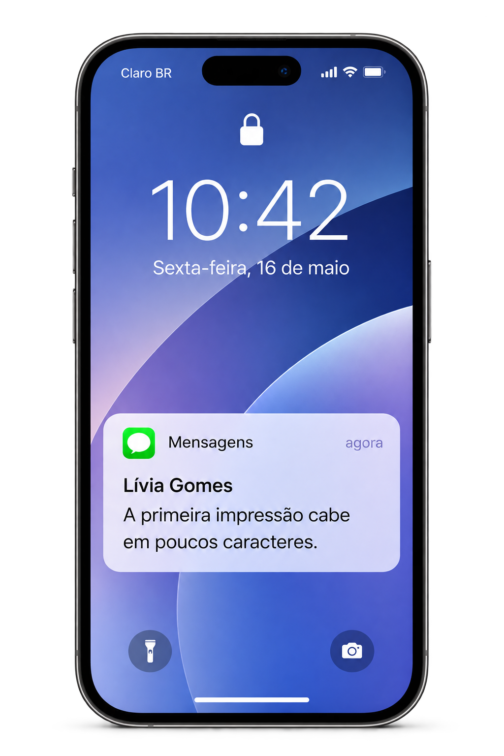 SMS do Psst exibido na tela bloqueada de um celular
